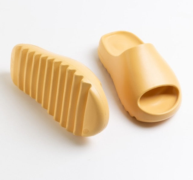 JIANBUDAN Indoor comfortable soft slippers Men women Non-slip bathroom home shoes Flat EVA Thick sole Slides Women's sandals