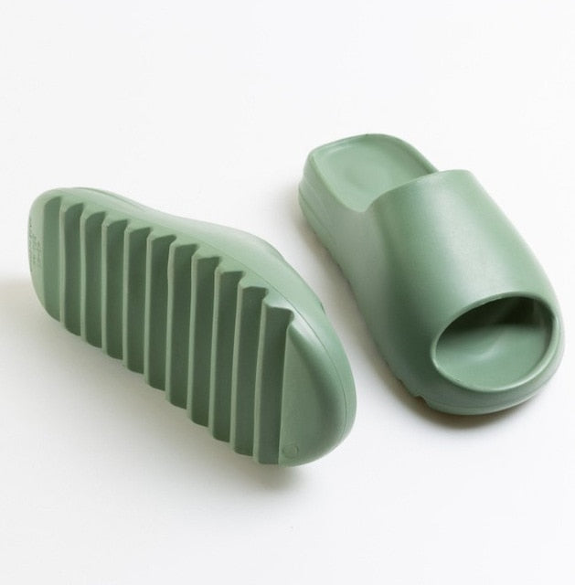 JIANBUDAN Indoor comfortable soft slippers Men women Non-slip bathroom home shoes Flat EVA Thick sole Slides Women's sandals