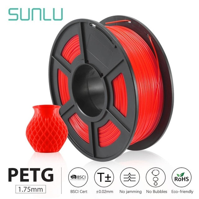 SUNLU PETG 3D Printer Filament 1.75mm Dooling Gift Material Hot Sale Black Color PETG 3D Filament Consumables 1KG/2.2LBS