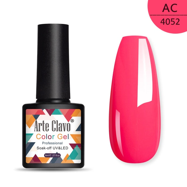 Arte Clave New Arrival Gel Nail Polish Soak Off Nail Art Varnish Lacquer 8ml LED Pink Red Glitter Gel Nail All For Manicure