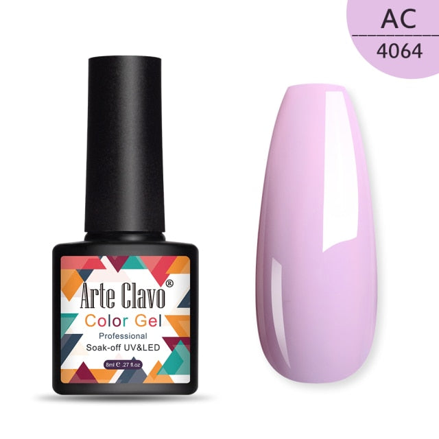 Arte Clave New Arrival Gel Nail Polish Soak Off Nail Art Varnish Lacquer 8ml LED Pink Red Glitter Gel Nail All For Manicure