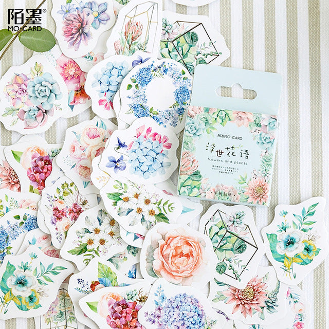 45 pcs/Box Various Stickers Pack Kawaii Planner Journal Scrapbooking Stickers Stationery School Supplies