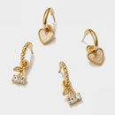 Peri'sBox 4Pcs/Set Love Heart Gold Small Hoop Earrings Cherry Rhinestone Earrings for Women Cute Romantic Earrings 2020 Trendy