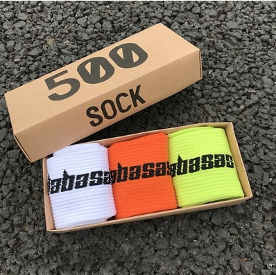 3 Pairs/Box Fashion Stock Crew Male Tide Street Europe Hip Hop Match 500 Tidal Youth Socks Men and Women Personality Socks