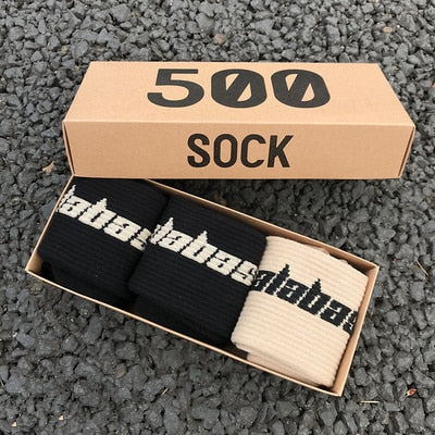 3 Pairs/Box Fashion Stock Crew Male Tide Street Europe Hip Hop Match 500 Tidal Youth Socks Men and Women Personality Socks