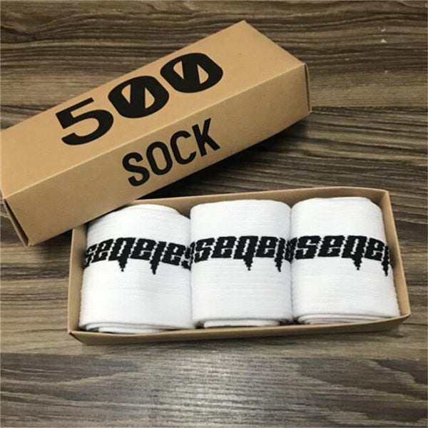 3 Pairs/Box Fashion Stock Crew Male Tide Street Europe Hip Hop Match 500 Tidal Youth Socks Men and Women Personality Socks