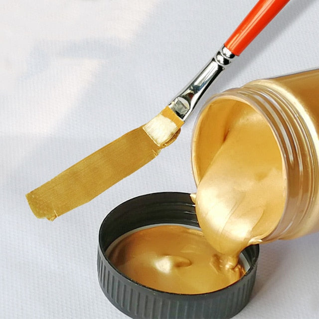 100/300ml Gold Paint Metallic acrylic paint,waterproof not faded for Statuary Coloring DIY hand painted graffiti Varnish Coating
