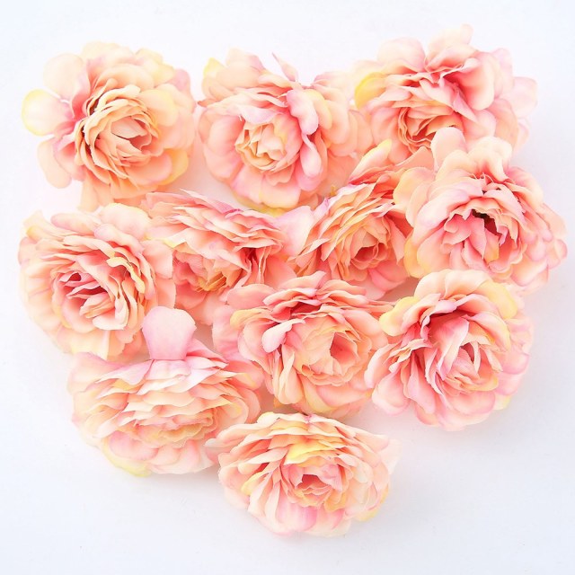 10pcs/lot Artificial Flowers 5CM Silk Rose Head For Wedding Party Home Garden Decorations DIY Craft  Wreath Christmas Flower