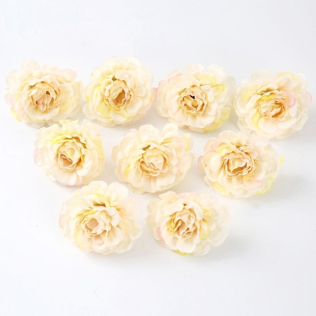 10pcs/lot Artificial Flowers 5CM Silk Rose Head For Wedding Party Home Garden Decorations DIY Craft  Wreath Christmas Flower