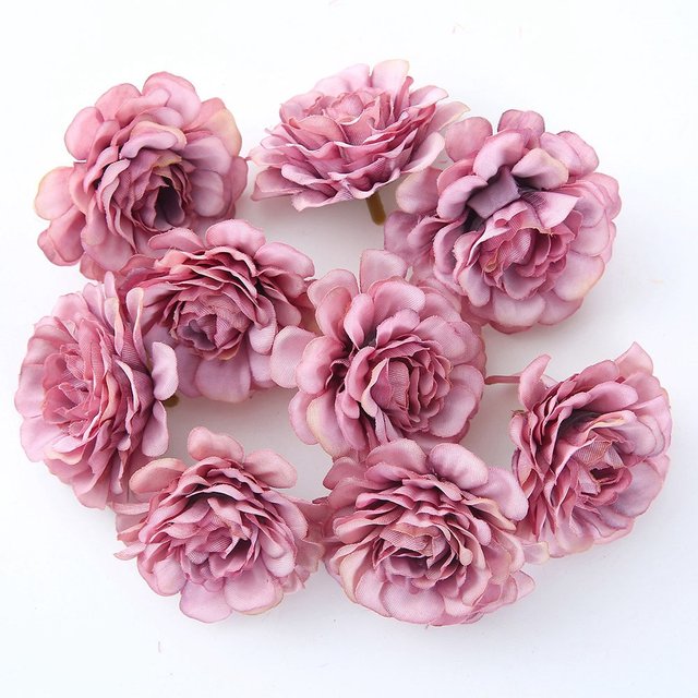 10pcs/lot Artificial Flowers 5CM Silk Rose Head For Wedding Party Home Garden Decorations DIY Craft  Wreath Christmas Flower