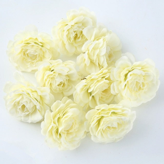 10pcs/lot Artificial Flowers 5CM Silk Rose Head For Wedding Party Home Garden Decorations DIY Craft  Wreath Christmas Flower