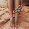 Boho Anklet Foot Chain Ankle Summer Bracelet Hollow Blue Stone Charm Sandals Barefoot Beach Foot Bridal Jewelry Wholesale A007