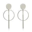Simple fashion gold color Silver plated geometric big round Clip earrings for women fashion big hollow Ear clip jewelry