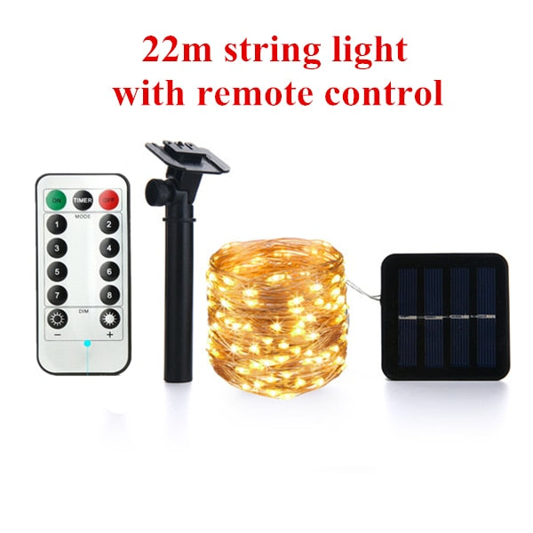 LED Outdoor Solar Lamp String Lights 100/200 LEDs Fairy Holiday Christmas Party Garland Solar Garden Waterproof 10m