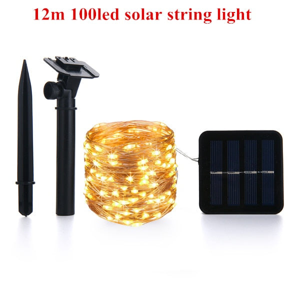 LED Outdoor Solar Lamp String Lights 100/200 LEDs Fairy Holiday Christmas Party Garland Solar Garden Waterproof 10m