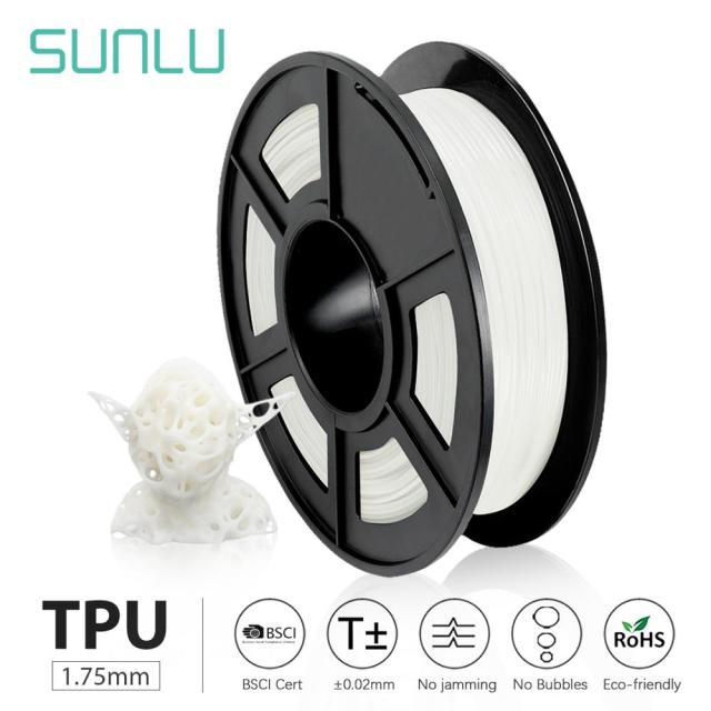 SUNLU TPU 0.5kg Flexible Filament with full color 1.75mm for Flexible DIY gift or model printing ship with 5 pieces