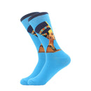 LETSBUY 1pair Combed Cotton Colorful Van Gogh Retro Oil Painting Men Socks cool casual Dress Funny party dress crew Socks