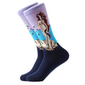 LETSBUY 1pair Combed Cotton Colorful Van Gogh Retro Oil Painting Men Socks cool casual Dress Funny party dress crew Socks