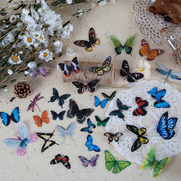 40pcs/pack Butterfly Stickers Diary Sealing Label Sticker Decal Travel Sticker Diy Scrapbooking Diary Planner Albums Decoration