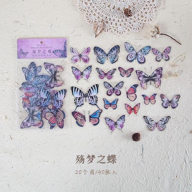 40pcs/pack Butterfly Stickers Diary Sealing Label Sticker Decal Travel Sticker Diy Scrapbooking Diary Planner Albums Decoration