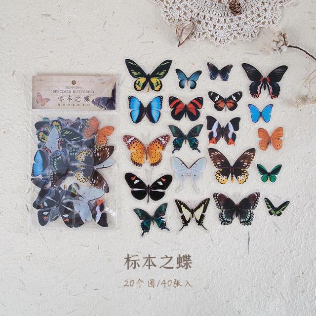 40pcs/pack Butterfly Stickers Diary Sealing Label Sticker Decal Travel Sticker Diy Scrapbooking Diary Planner Albums Decoration