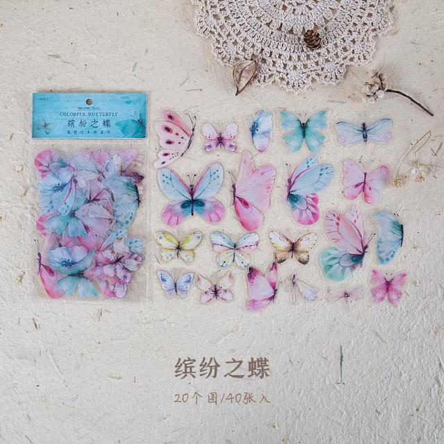 40pcs/pack Butterfly Stickers Diary Sealing Label Sticker Decal Travel Sticker Diy Scrapbooking Diary Planner Albums Decoration