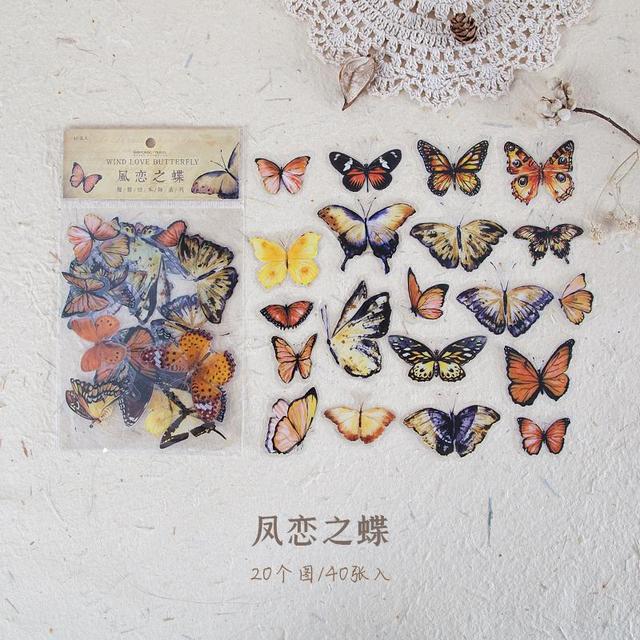 40pcs/pack Butterfly Stickers Diary Sealing Label Sticker Decal Travel Sticker Diy Scrapbooking Diary Planner Albums Decoration