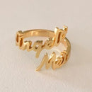 Letdiffery Personlizd Double Name Rings Stainless Steel Adjustable Women Wedding Rings Unique Engagement Gifts