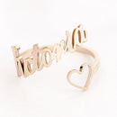 Letdiffery Personlizd Double Name Rings Stainless Steel Adjustable Women Wedding Rings Unique Engagement Gifts