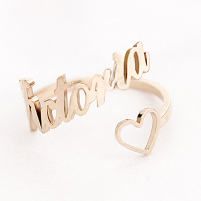 Letdiffery Personlizd Double Name Rings Stainless Steel Adjustable Women Wedding Rings Unique Engagement Gifts