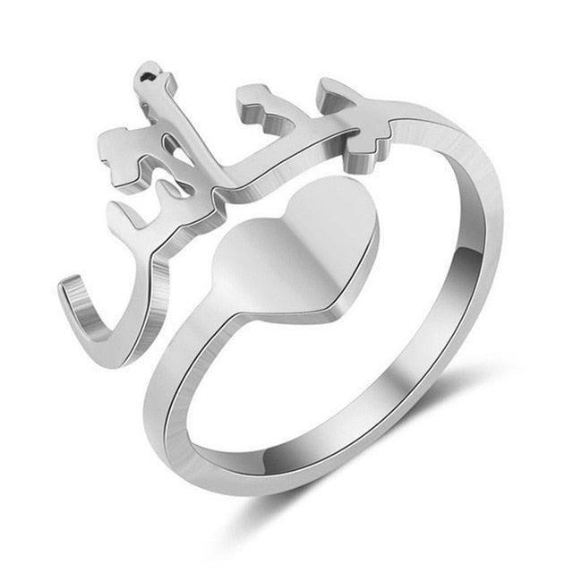 Letdiffery Personlizd Double Name Rings Stainless Steel Adjustable Women Wedding Rings Unique Engagement Gifts