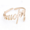 Letdiffery Personlizd Double Name Rings Stainless Steel Adjustable Women Wedding Rings Unique Engagement Gifts