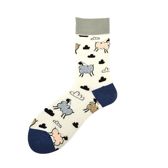 Novelty Skateboard Avocado Flamingo Cartoon Streetwear Kawaii Short Cotton Socks Happy Women Men Winter Warm Funny Cute Socks