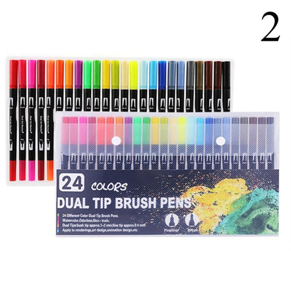 FineLiner Dual Tip Brush Art Markers Pen 12/48/72/100/120 Colors Watercolor Pens For Drawing Painting Calligraphy Art Supplies