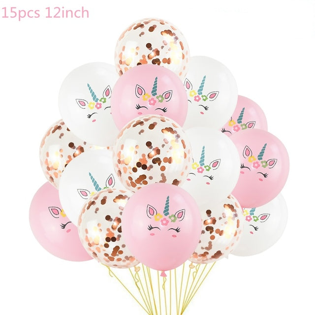1 Set Unicorn Party Balloons Birthday Baloon Unicorn Decoration Latex Confetti Balloon Birthday Party Decoration Balloons Kids
