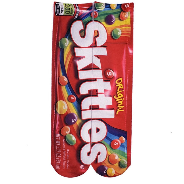 Cotton Socks Art 3D Printing Potato Chips Chocolate Fruit Candy Print Socks Men And Women Harajuku Unisex Funny Socks