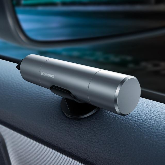 Baseus Mini Car Window Glass Breaker Seat Belt Cutter Safety Hammer Life-Saving Escape Hammer Cutting Knife Interior Accessories