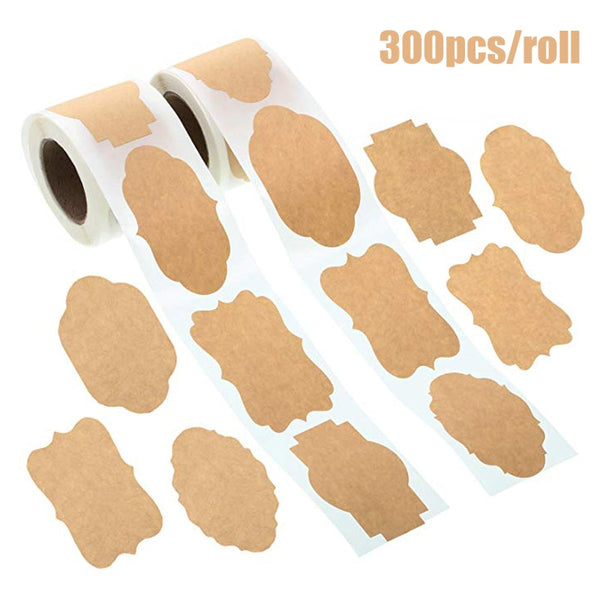 300Pcs Kraft Stickers Paper Labels Blank Christmas Gift for Jar Candle Glass Bottle Office Classification stationery sticker