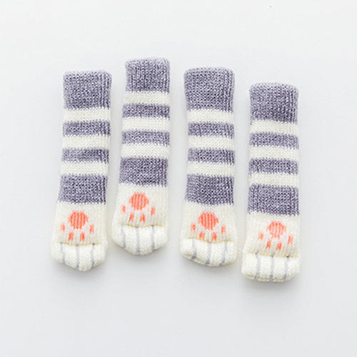 4Pcs Cat Paw Table Foot socks Chair Leg Covers Floor Protectors Non-Slip Knitting Socks For Furniture Cartoon Home Decor