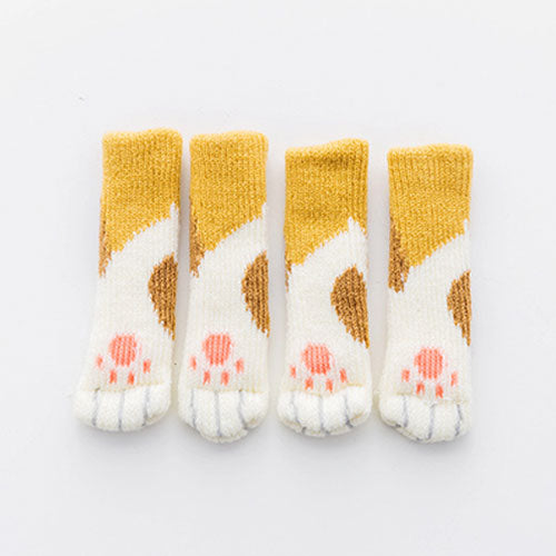 4Pcs Cat Paw Table Foot socks Chair Leg Covers Floor Protectors Non-Slip Knitting Socks For Furniture Cartoon Home Decor
