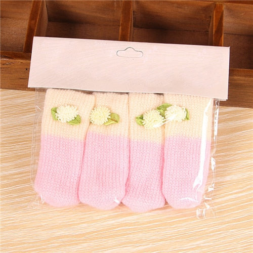 4Pcs Cat Paw Table Foot socks Chair Leg Covers Floor Protectors Non-Slip Knitting Socks For Furniture Cartoon Home Decor