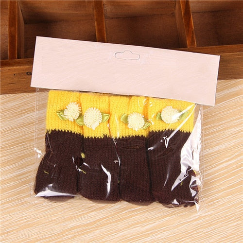 4Pcs Cat Paw Table Foot socks Chair Leg Covers Floor Protectors Non-Slip Knitting Socks For Furniture Cartoon Home Decor
