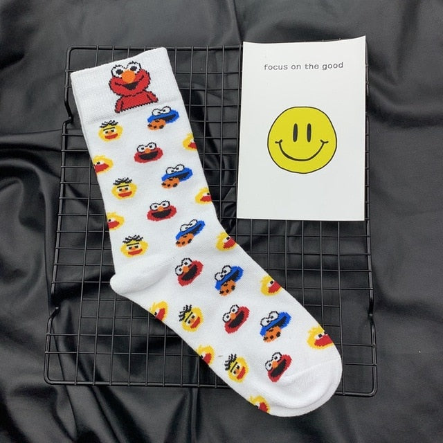 Sesame Street Cartoon Cosplay Socks Elmo Cookie Monster Novelty Funny Cute Kawaii Women Sock Winter Comfortable Cotton Socks