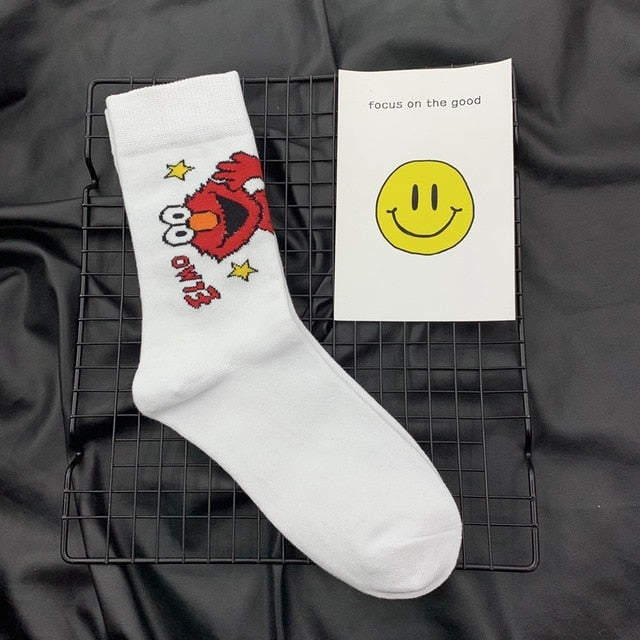 Sesame Street Cartoon Cosplay Socks Elmo Cookie Monster Novelty Funny Cute Kawaii Women Sock Winter Comfortable Cotton Socks