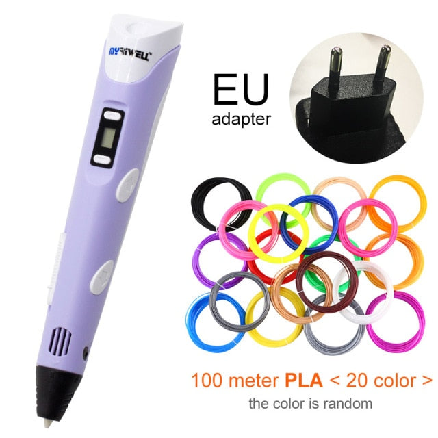 Myriwell 3D Pen LED Screen DIY 3D Printing Pen 100m ABS Filament Creative Toy Gift For Kids Design Drawing