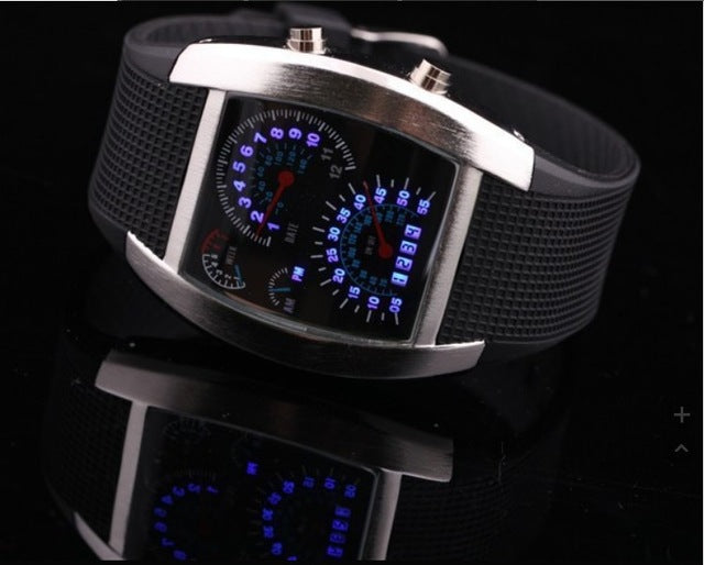 Fashion Men's Watch Unique LED Digital Watch Men Watch Electronic Sport Watches Rubber Band Clock montre homme erkek kol saati