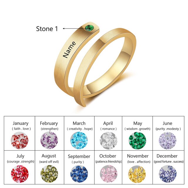 JewelOra Personalized Mothers Rings Custom Name Birthstone Wrap Rings for Women Engraved Jewelry Anniversary Gifts for Mom