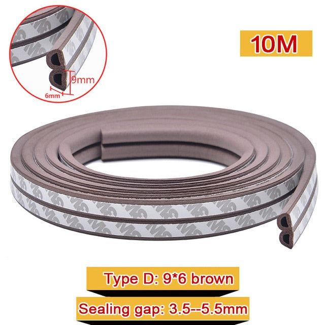 10M Type DIEP Self Adhesive Door Sealing Strips Self Adhesive Window Foam Wind Waterproof Dustproof Sound Insulation Tools