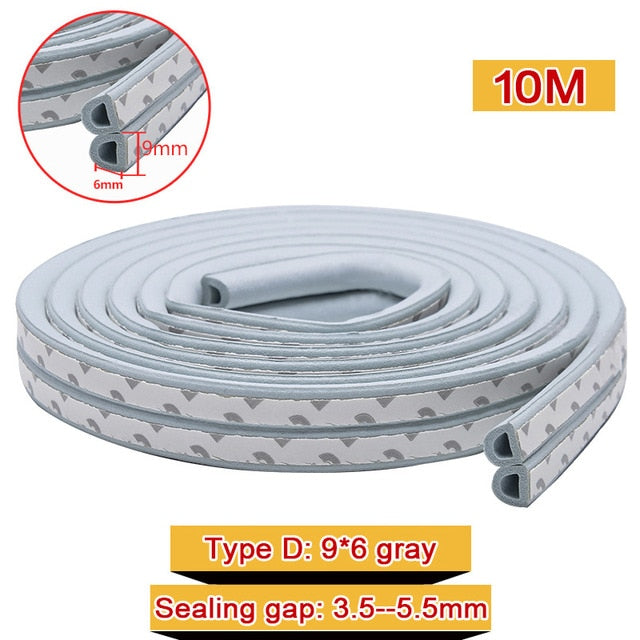 10M Type DIEP Self Adhesive Door Sealing Strips Self Adhesive Window Foam Wind Waterproof Dustproof Sound Insulation Tools