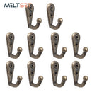 10pcs/lot Retro Prong Hook Clothes Hanger Door Wall Hooks Key Coat Bag Hat Hanging Hangers Kitchen Bathroom Organizer Holder